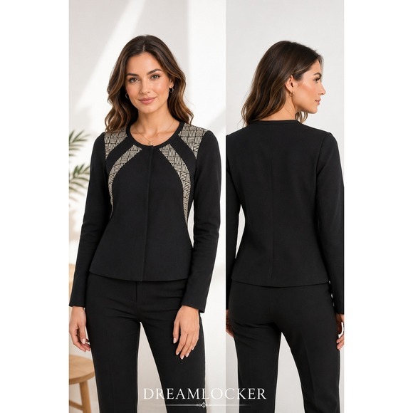 SMITH Jackets & Blazers - By Smith New York‎ USA Black Geometric Panel Hook Front Designer Jacket Size 0